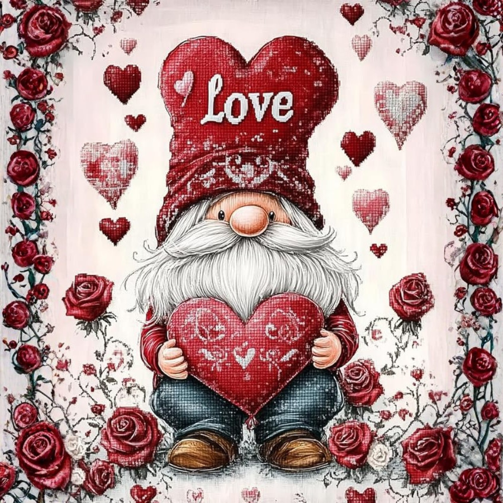 Rose Gnome Paint by Numbers for Adults, Valentine Art 16x20