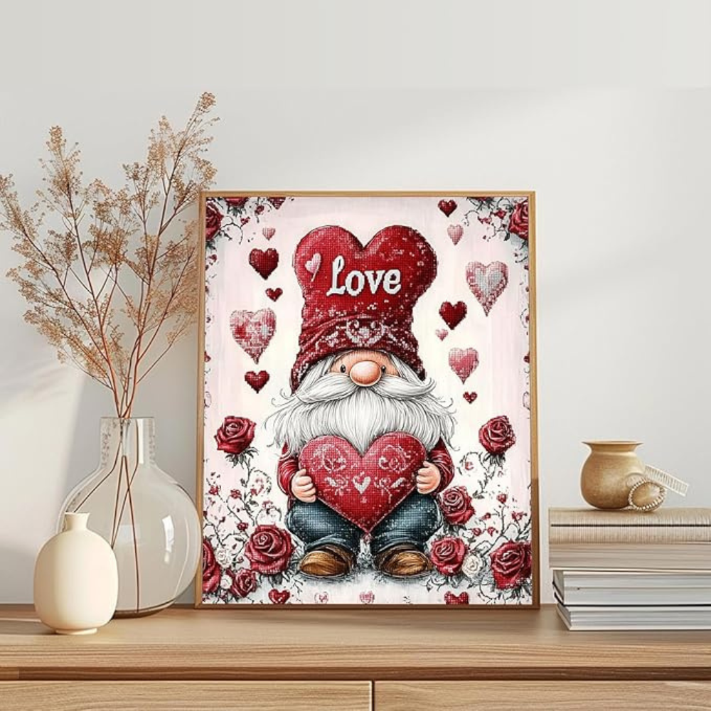 Rose Gnome Paint by Numbers for Adults, Valentine Art 16x20