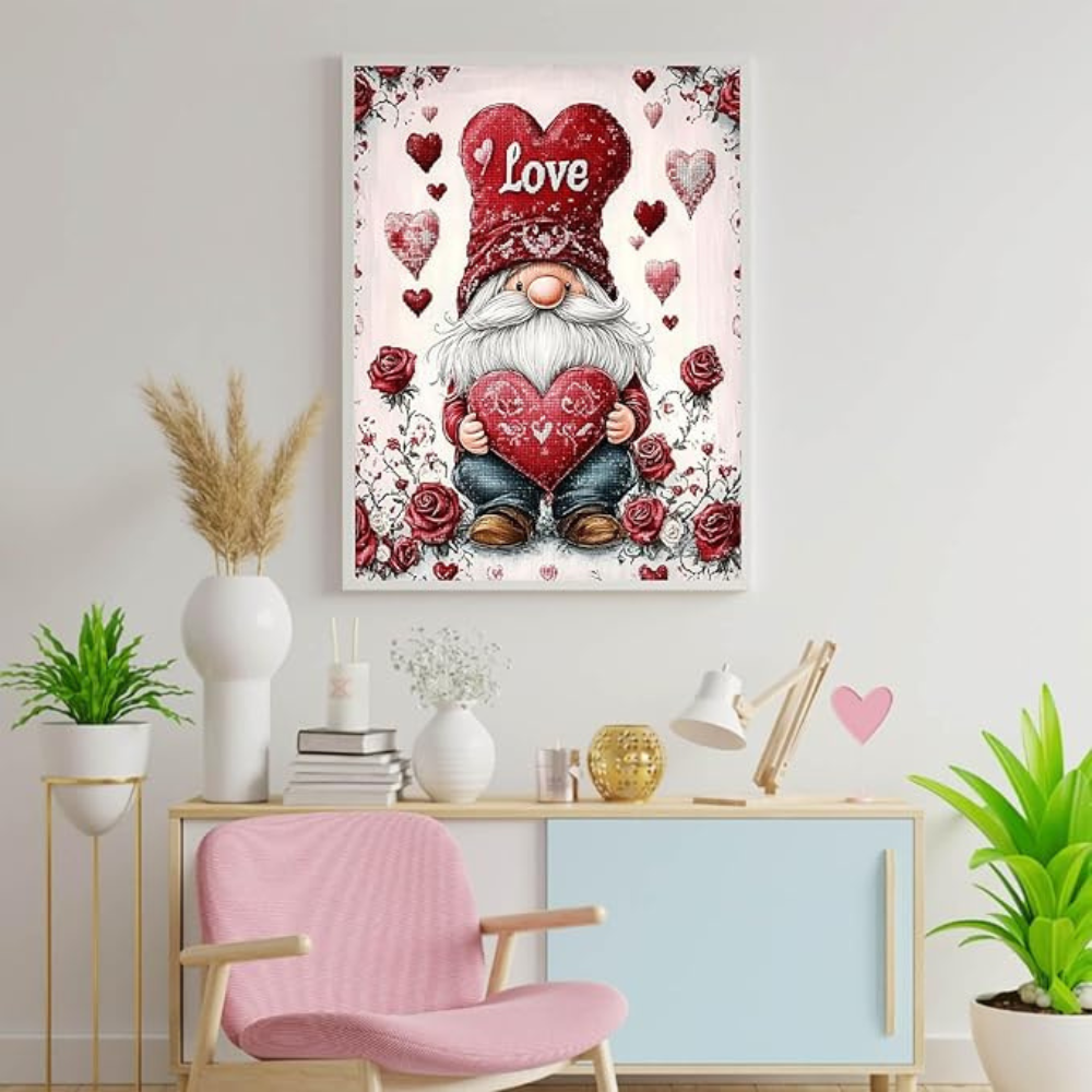 Rose Gnome Paint by Numbers for Adults, Valentine Art 16x20