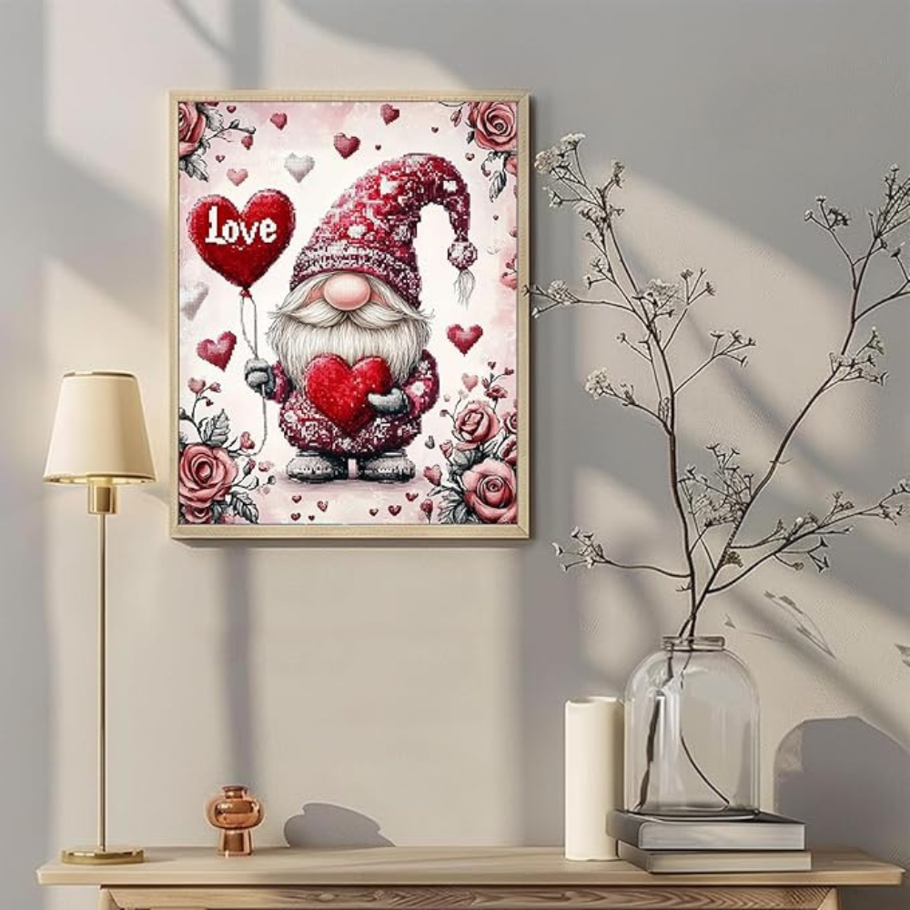 Rose Gnome Paint by Numbers for Adults, Valentine Art 16x20