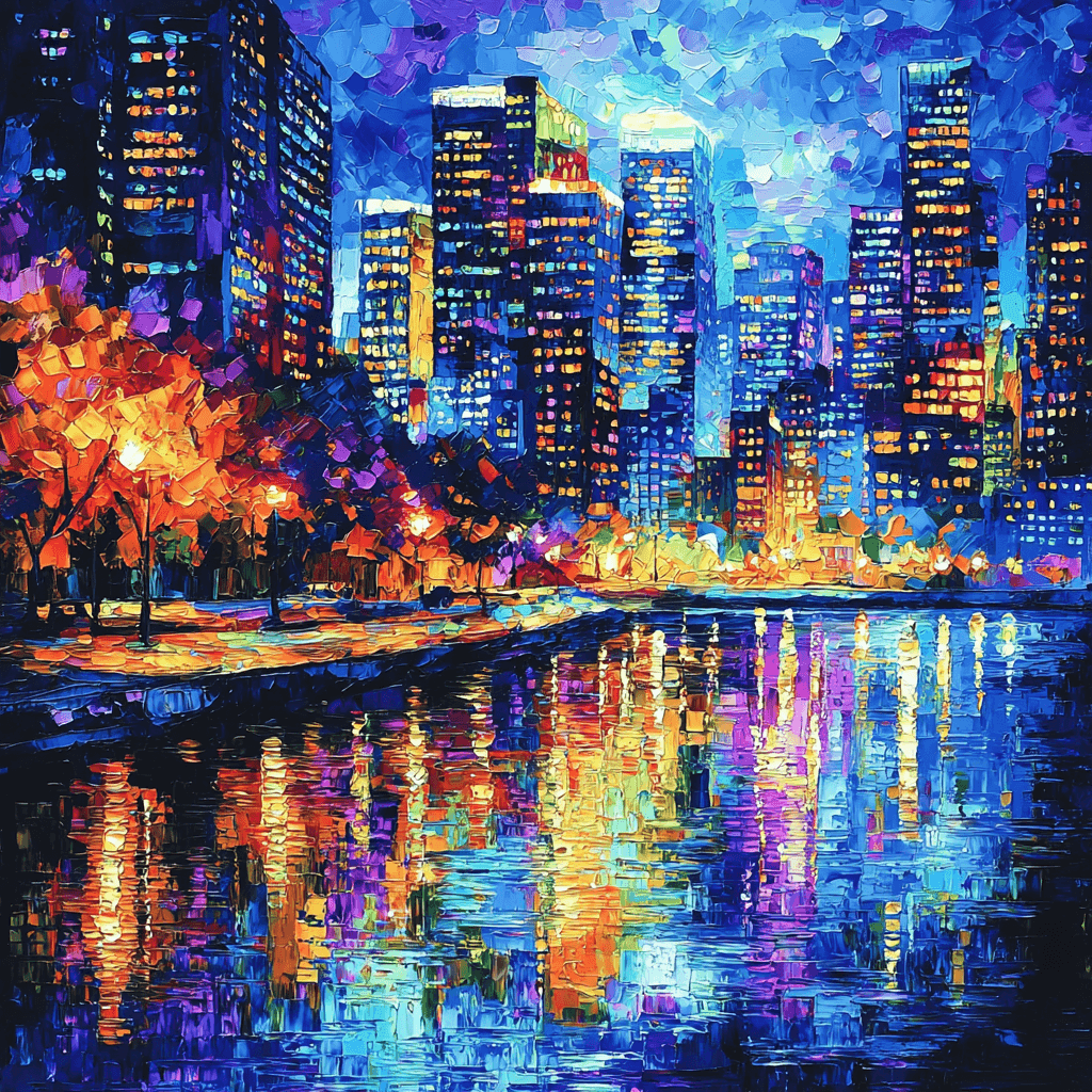 Leonid Afremov Inspired Dreamy City Lights - DIY Painting By Numbers Kit