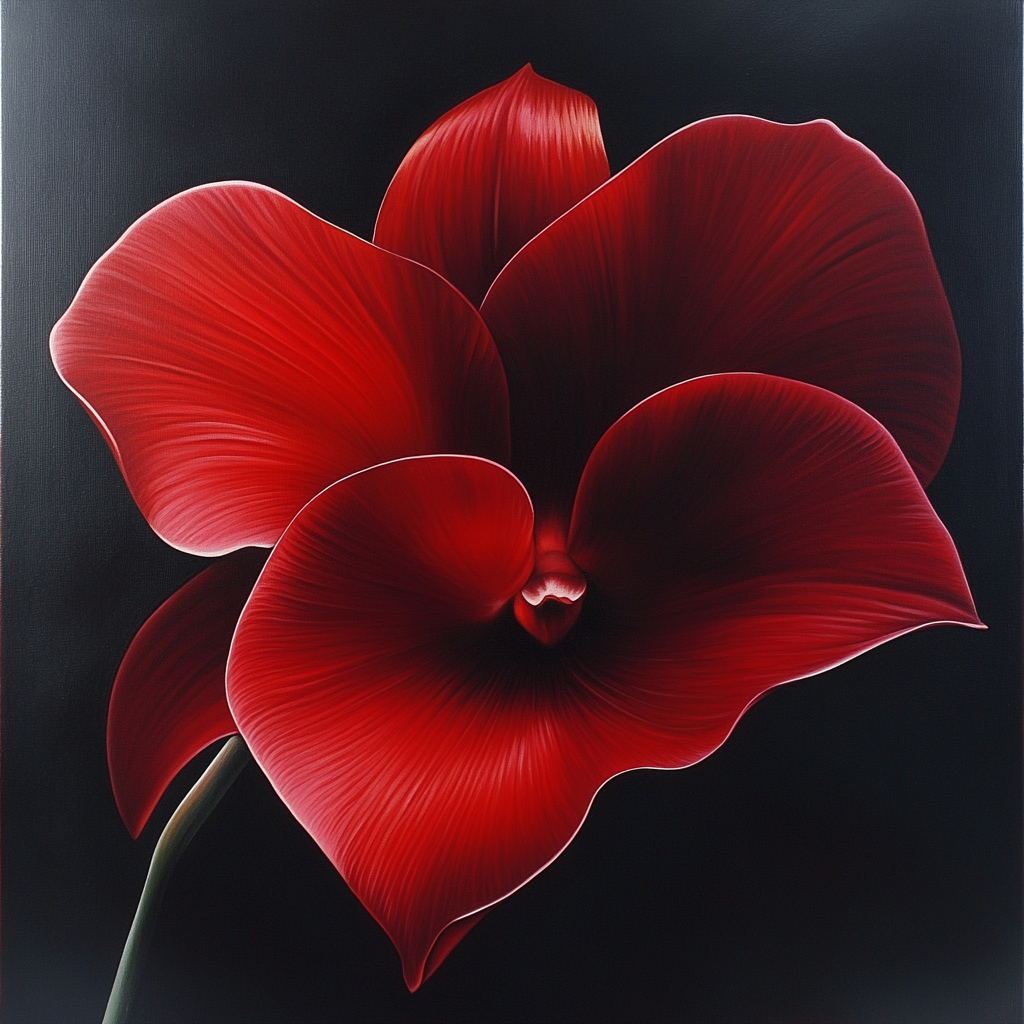 Georgia OKeeffe Inspired Red Orchid Close-Up paint by numbers