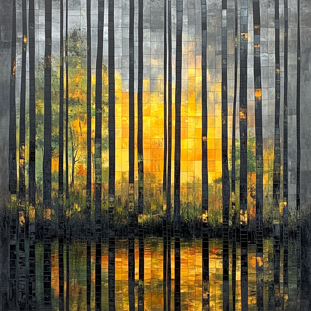 Jean-Paul Riopelle Inspired Autumn Mosaic Tapestry Number painting