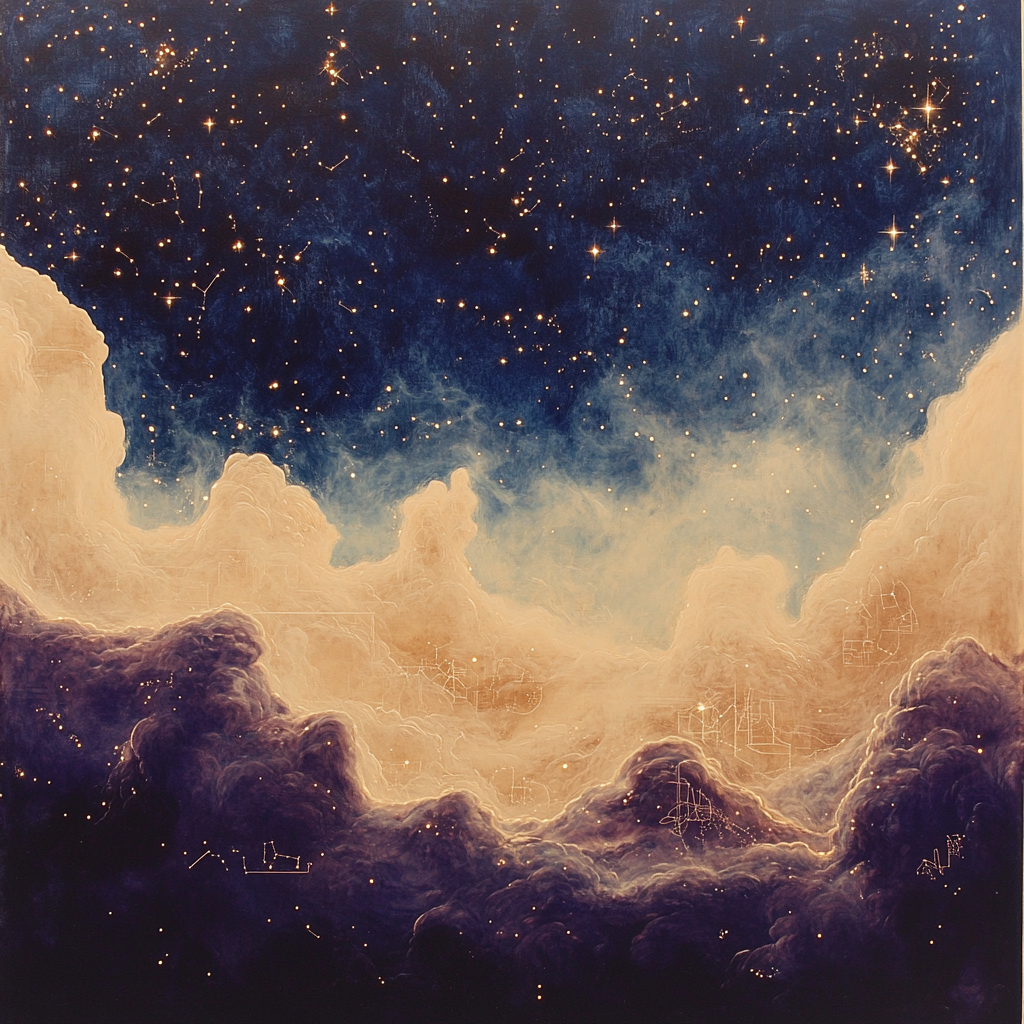 Leonardo Da Vinci Inspired Celestial Nebulae Study Number painting