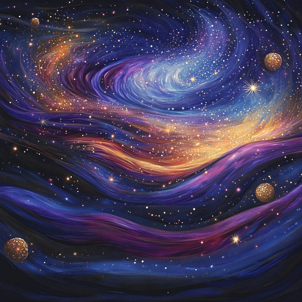 Georges Seurat Inspired Cosmic Dreamscape Painting by numbers kit