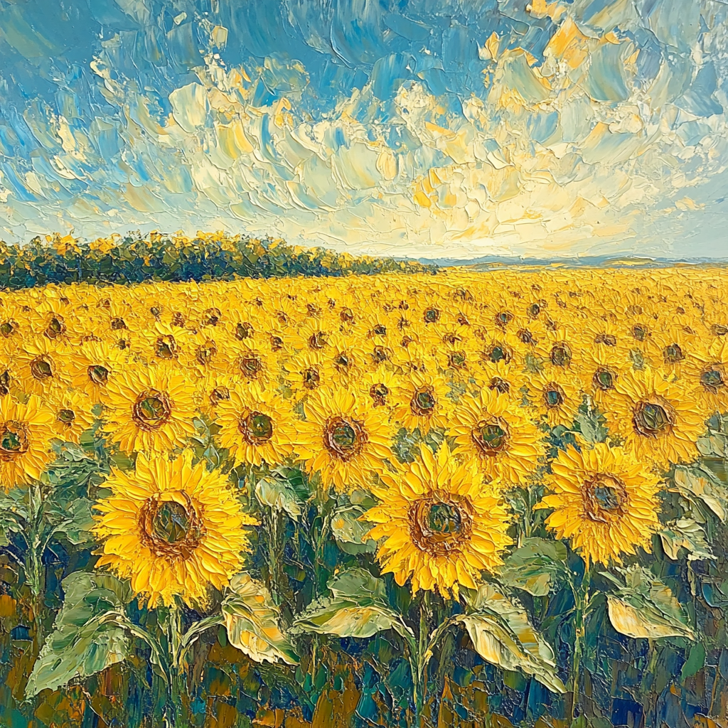Van Gogh Inspired Sunflower Field At Noon paint by numbers