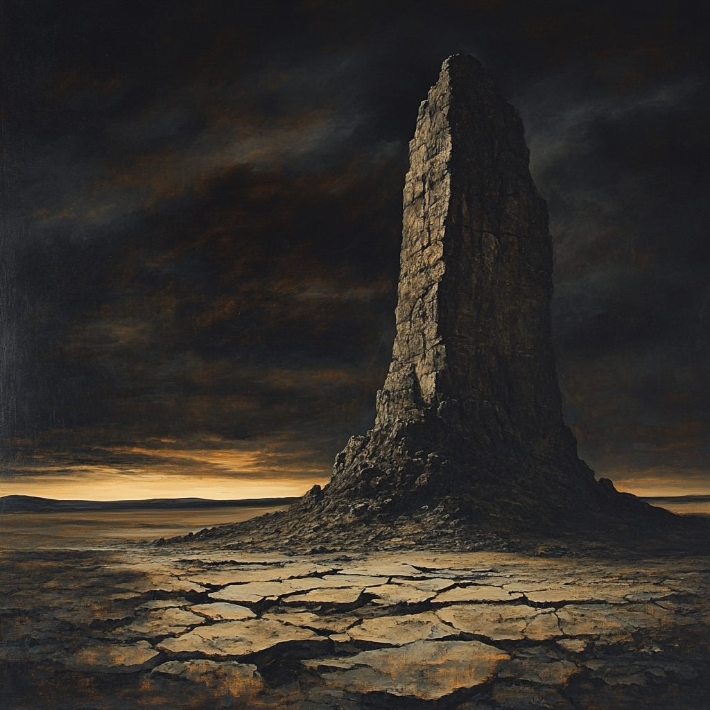 Francisco Goya Inspired Weathered Outcrop Under Ominous Sky paint by number