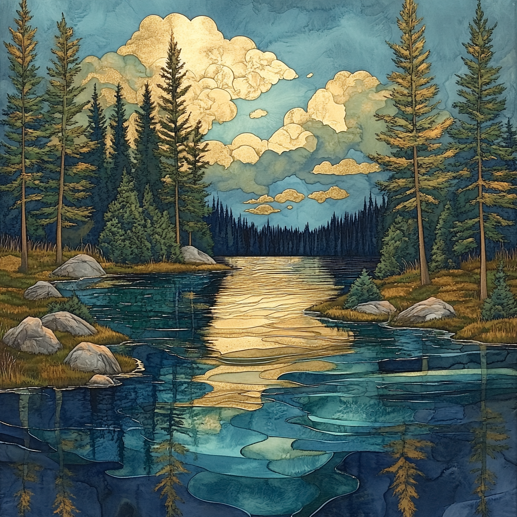 J. E. H. MacDonald Inspired Pine Lake At Dusk paint by color