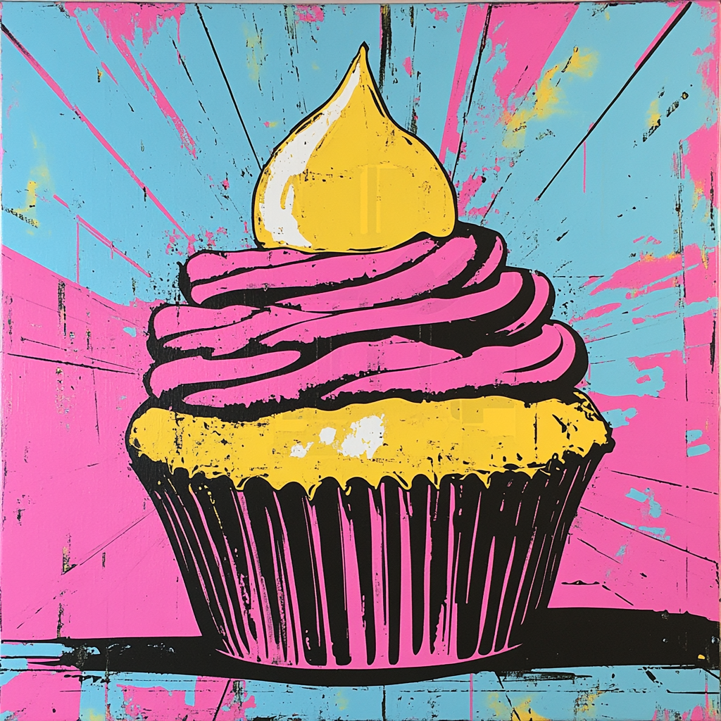 Warhol Inspired Neon Cupcake paint by number