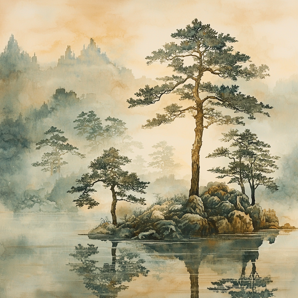 Zhao Mengfu Inspired Harmony Of Ancient Trees DIY Paint By Numbers