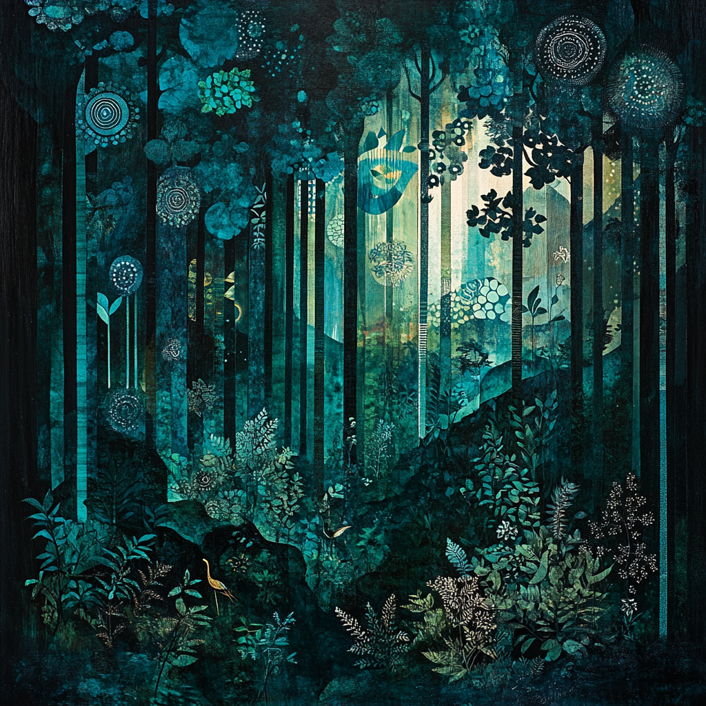 Max Ernst Inspired Enchanted Forest Number painting