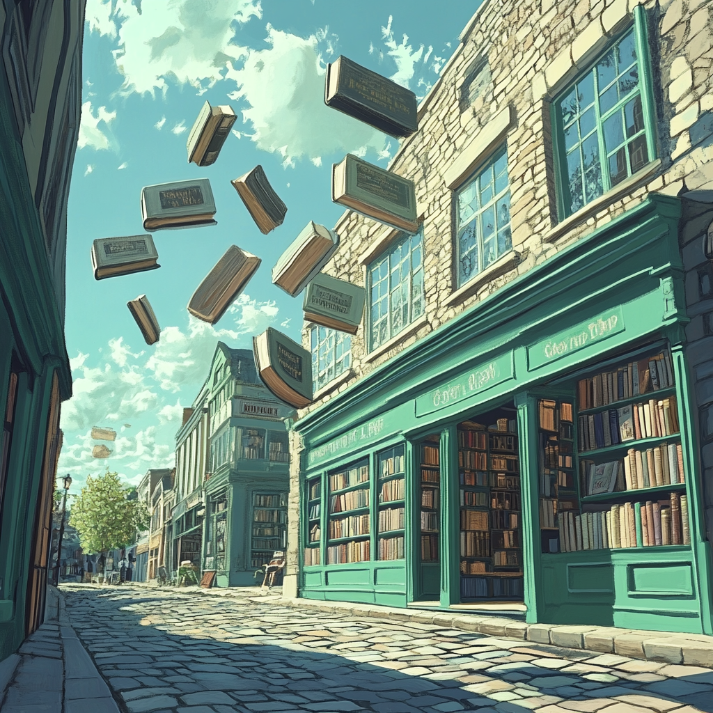 Rene Magritte Inspired Floating Bookshop Paint by numbers art