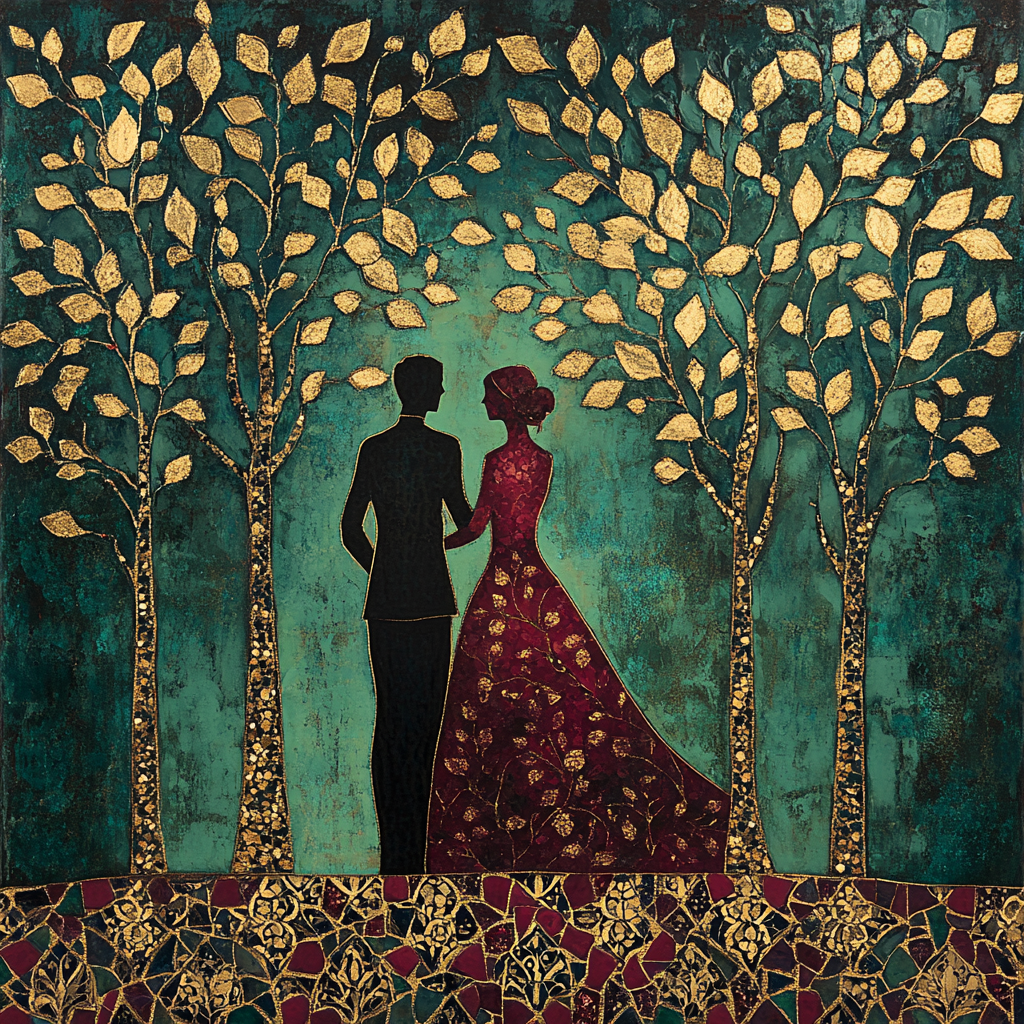 Klimt Inspired Orchard Embrace paint by number