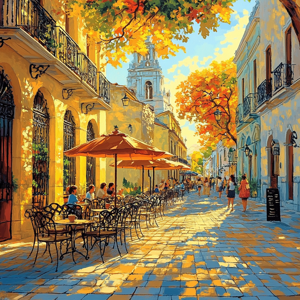 Street Cafes And Sidewalks Of Buenos Aires Argentina Paint by numbers art