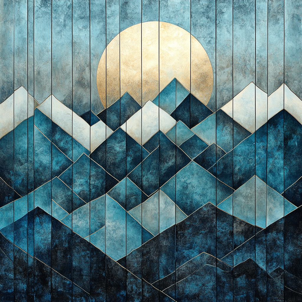 Pablo Picasso Inspired Angular Mountain Landscape With Moon painting number kit