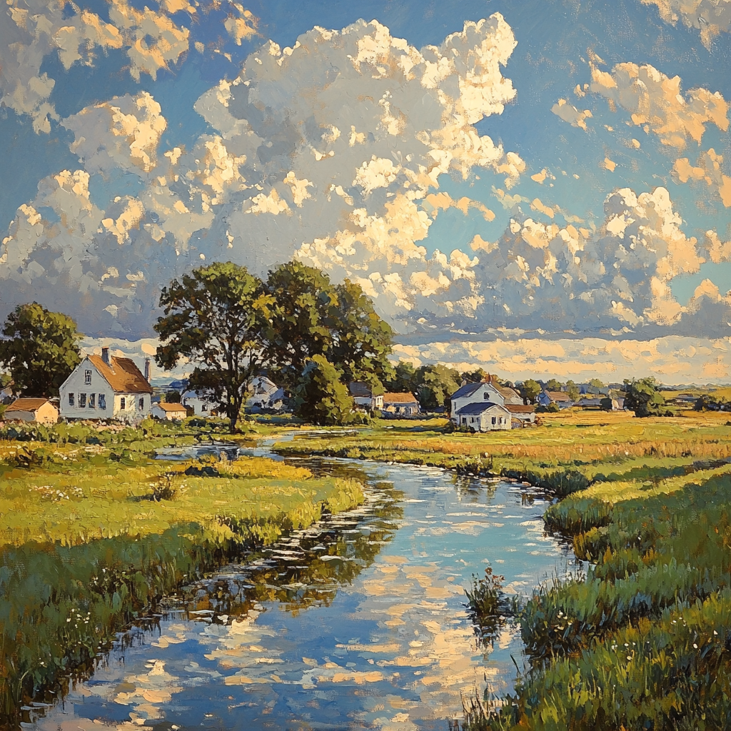 John Constable Inspired Village By The River Painting by numbers kit