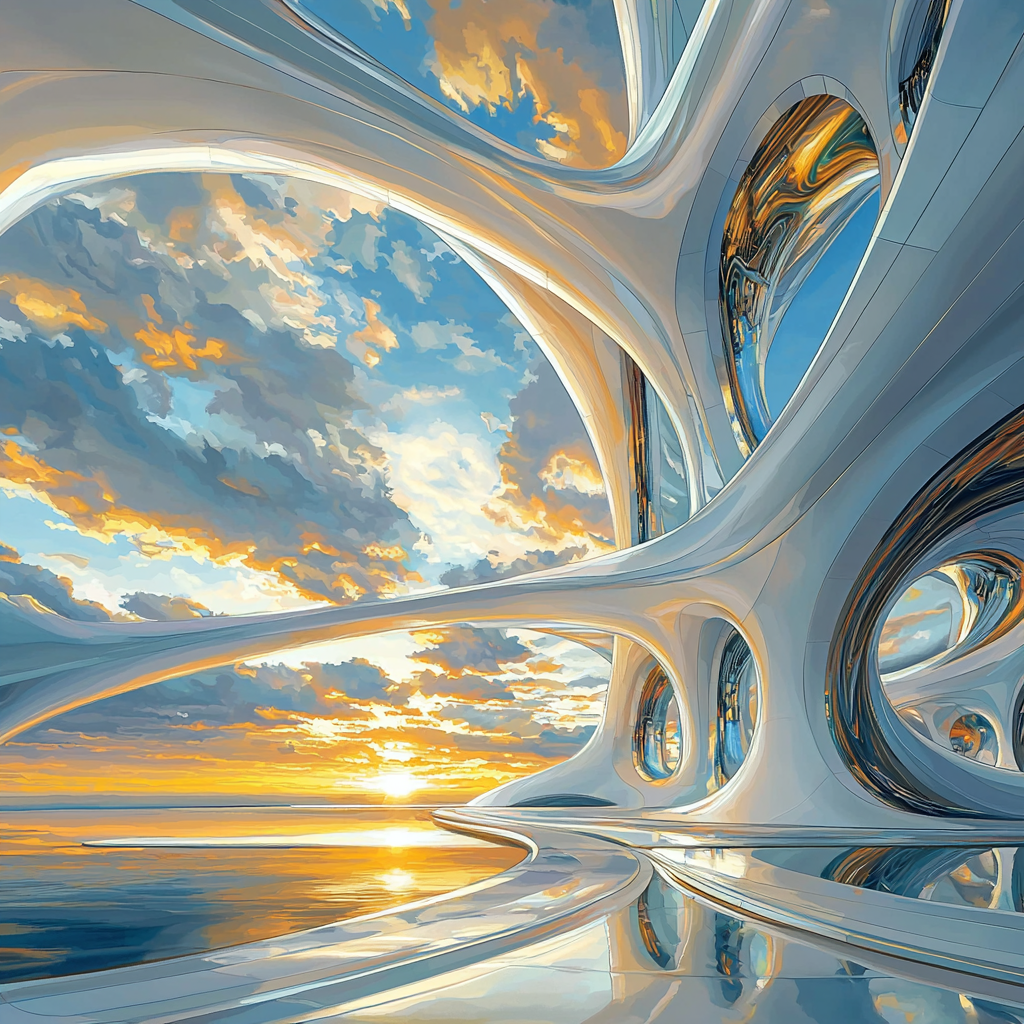 Zaha Hadid Inspired Futuristic Skies Painting By Numbers Kit