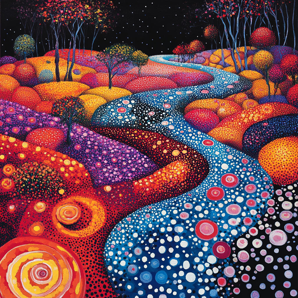 Yayoi Kusama Inspired Cosmic Garden paint by number