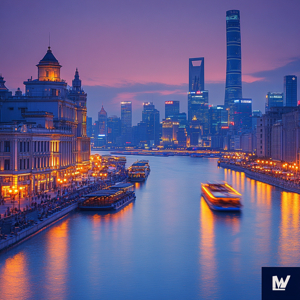 Bund Panorama At Twilight, Shanghai, China Paint by numbers art