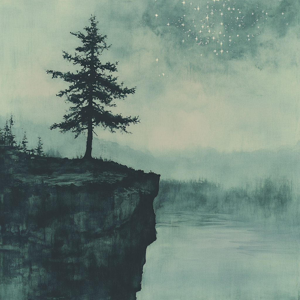 Zhao Mengfu Inspired Celestial Pine Silhouette Painting by numbers kit