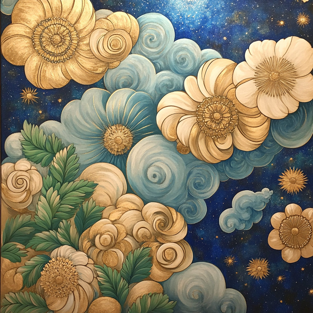 Gustav Klimt Inspired Celestial Flora painting number kit