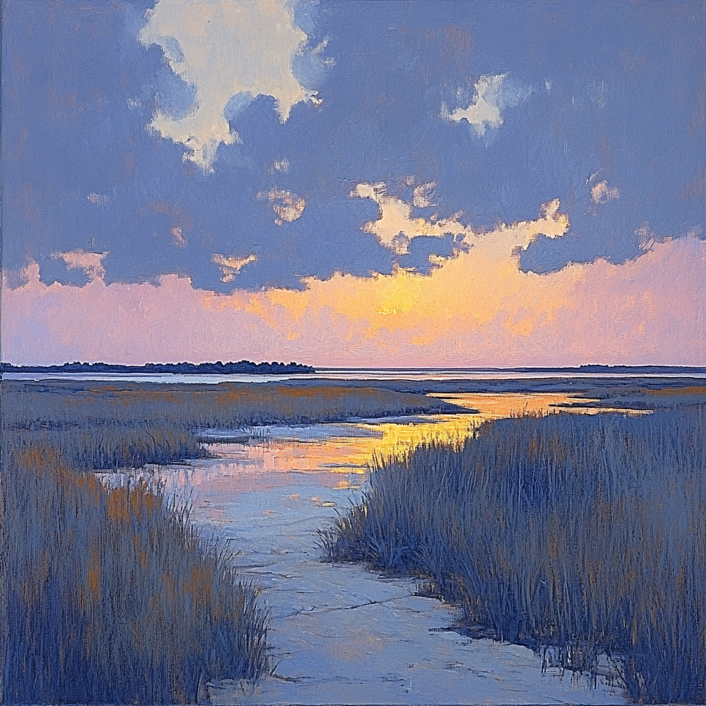 Rembrandt Inspired Twilight Cloudscape With Luminous Horizon Number painting