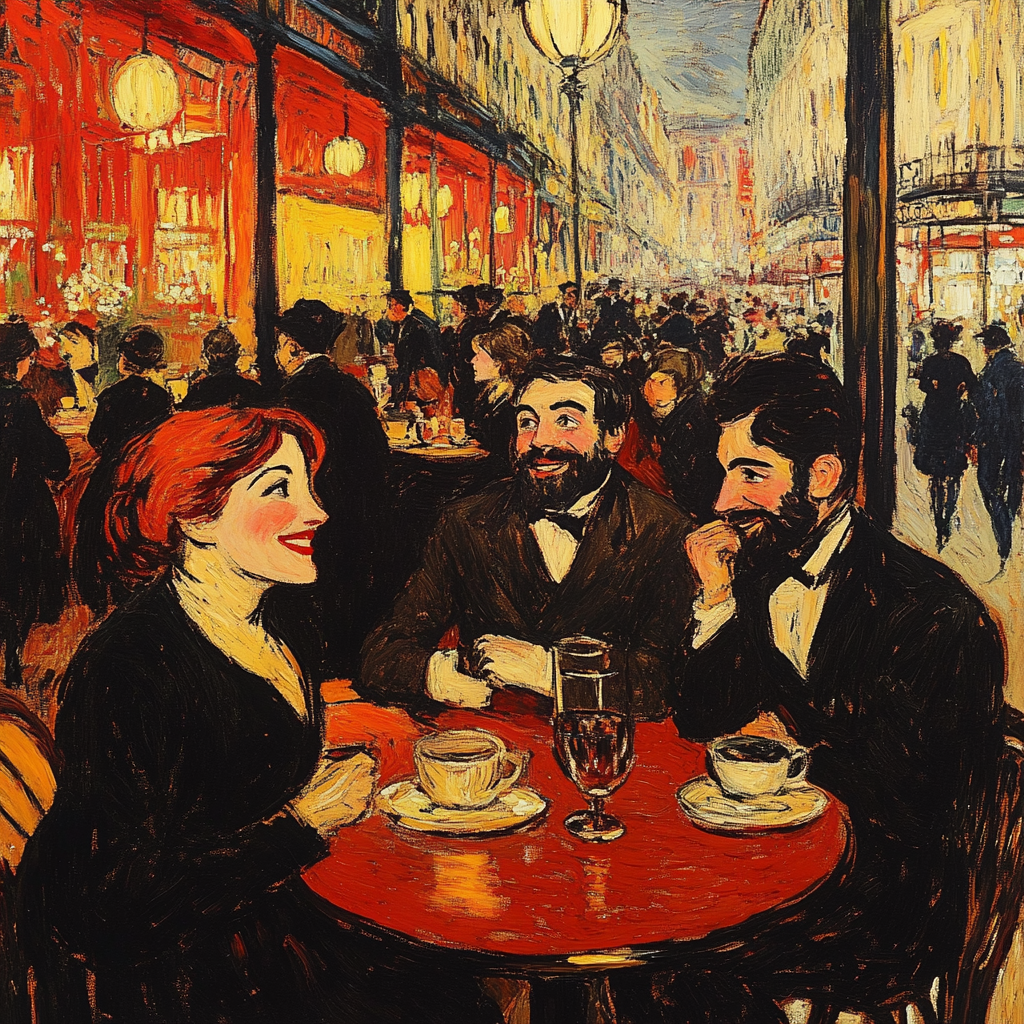 Henri Toulouse-Lautrec Inspired Parisian Cafe Scene Number painting