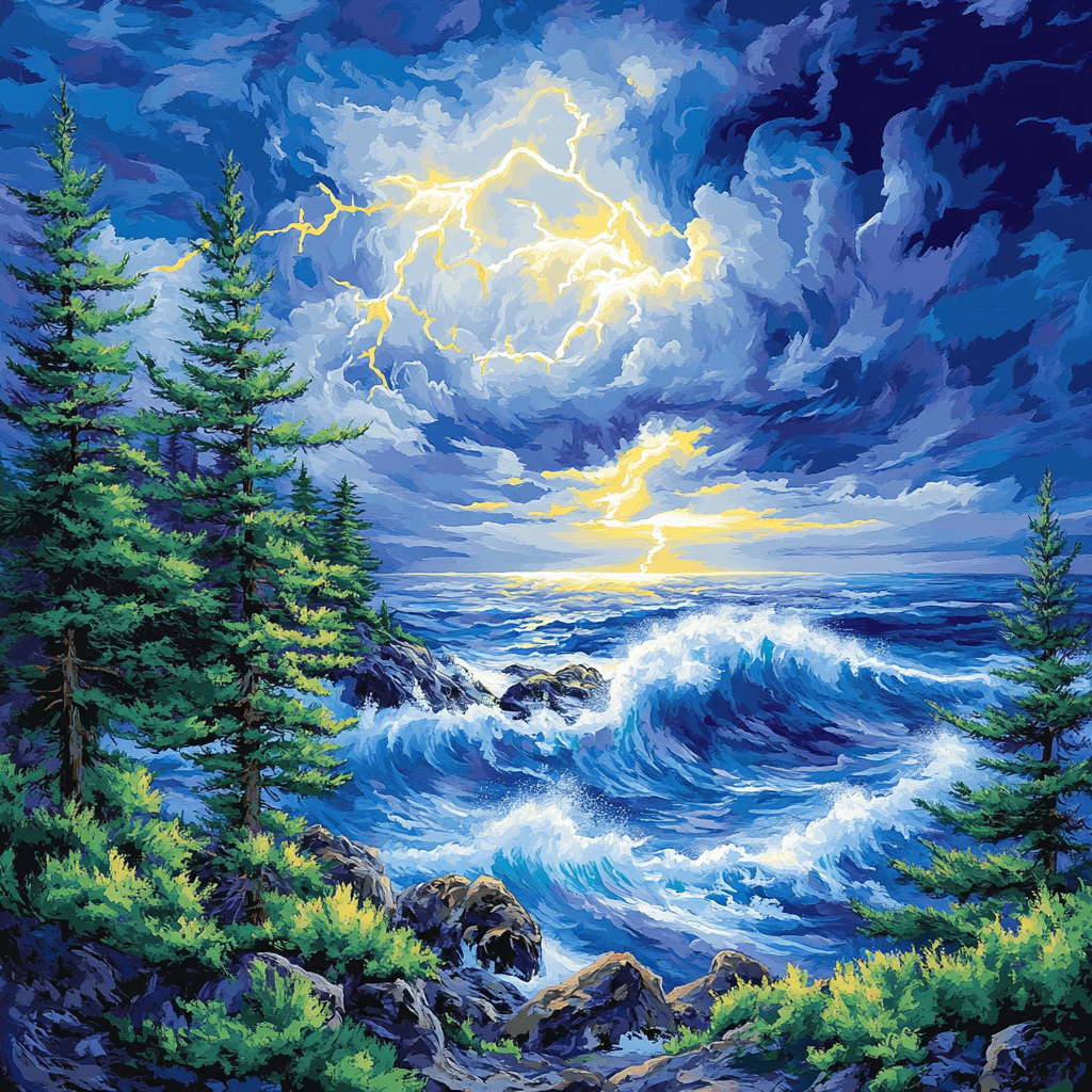 Emily Carr Inspired Stormy Pacific Coastline DIY paint by numbers