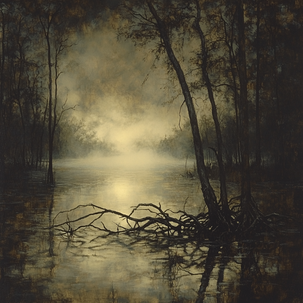 Francisco Goya Inspired Midnight Swamp With Fog Veils Paint by numbers art