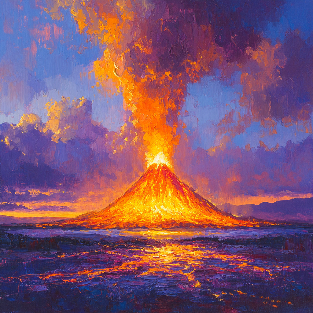 J.M.W. Turner Inspired Volcano Sunset paint by numbers