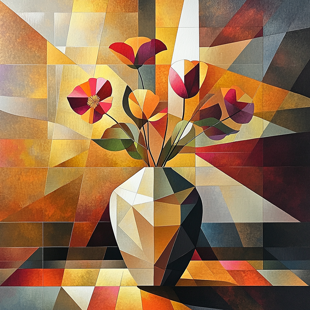 Pablo Picasso Inspired Fragmented Sunlit Vase Paint by numbers art
