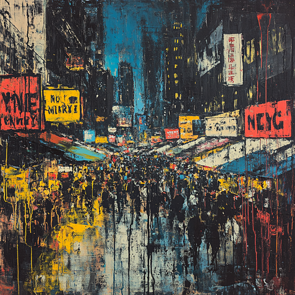 Jackson Pollock Inspired Night Market Number painting
