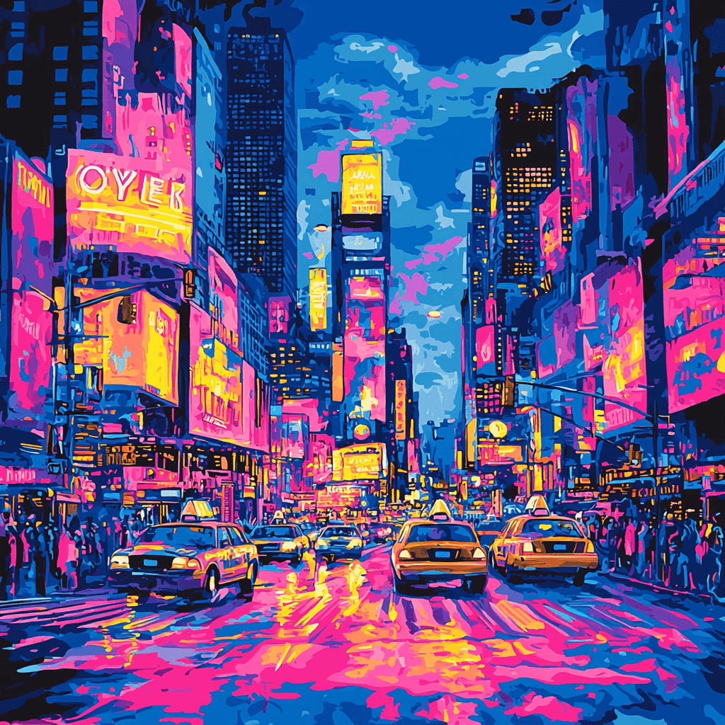 Roy Lichtenstein Inspired Neon Dreams Of Metropolis Paint By Numbers