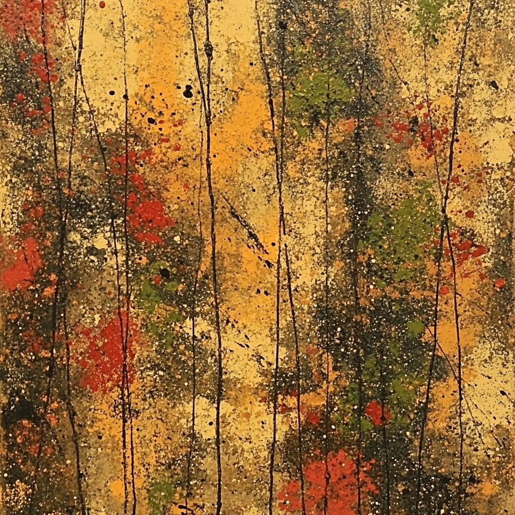 Jackson Pollock Inspired Autumnal Symphony Of Earth Tones paint by color