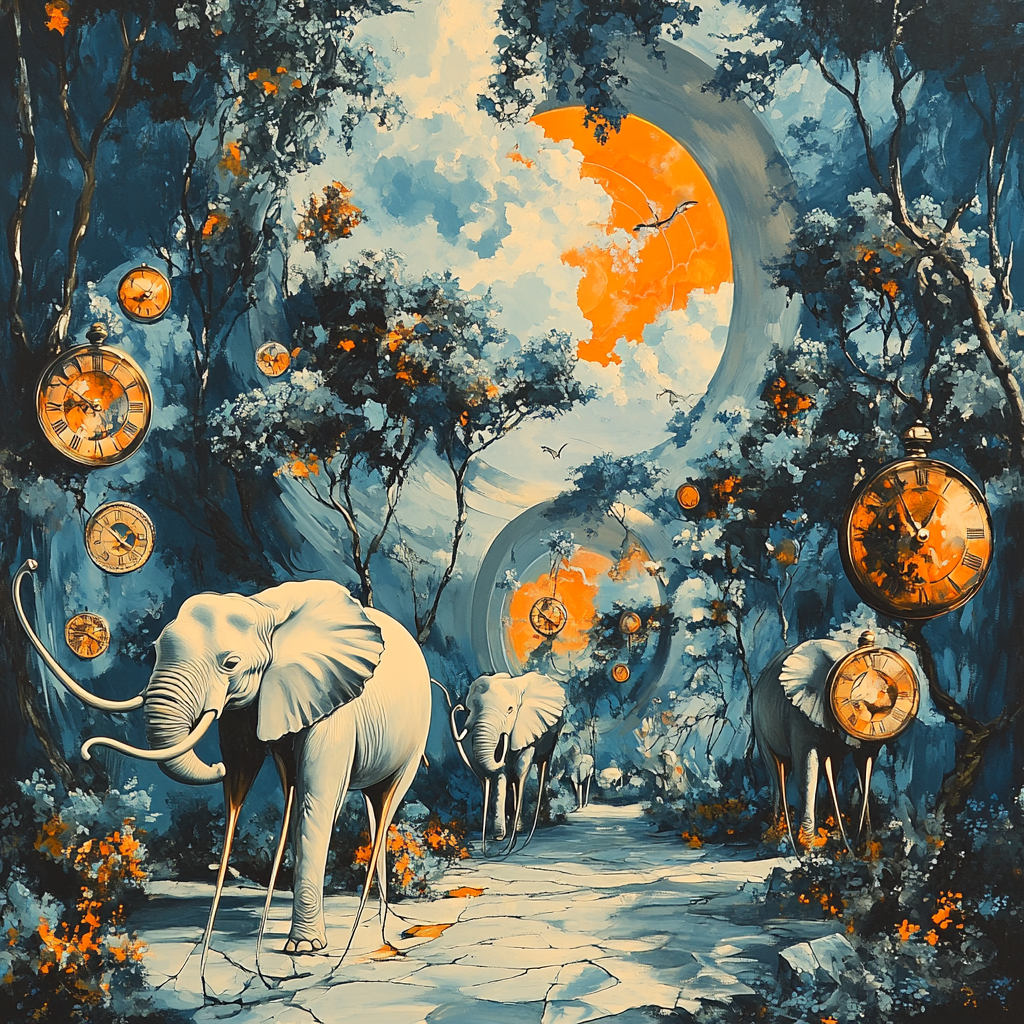 Dali Inspired Dreaming Elephants Painting by numbers kit