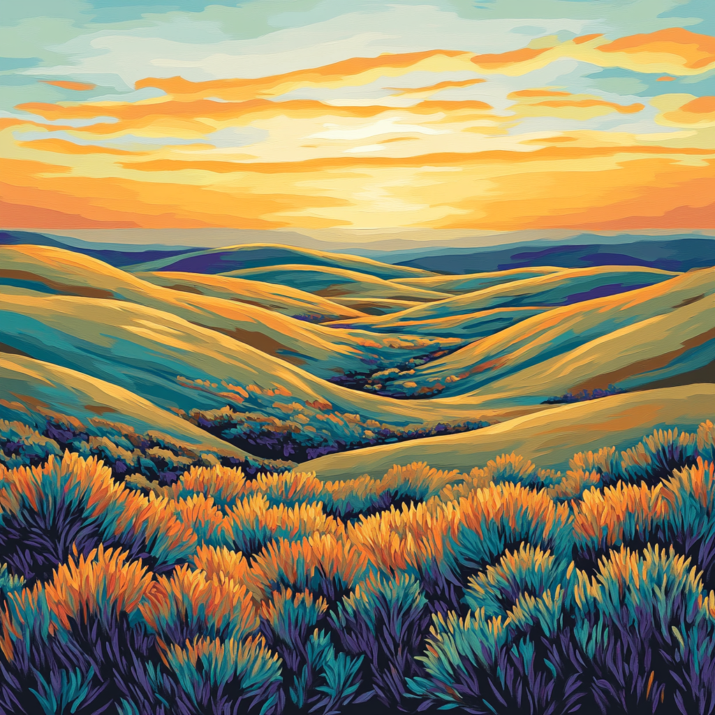 Frederick Varley Inspired Radiant Sunset Atmosphere Across Windswept Hills DIY paint by numbers