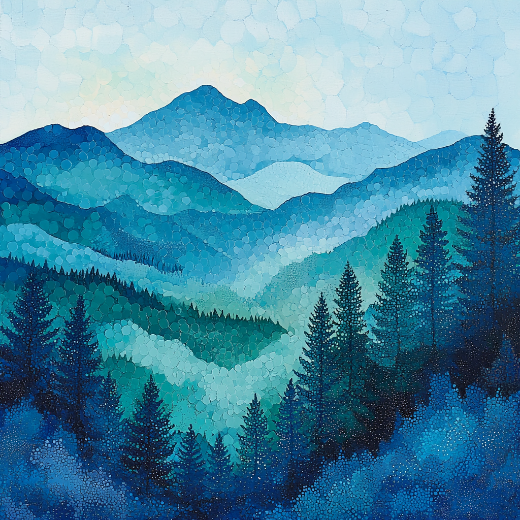 Georges Seurat Inspired Mountain Mist Paint By Numbers Art