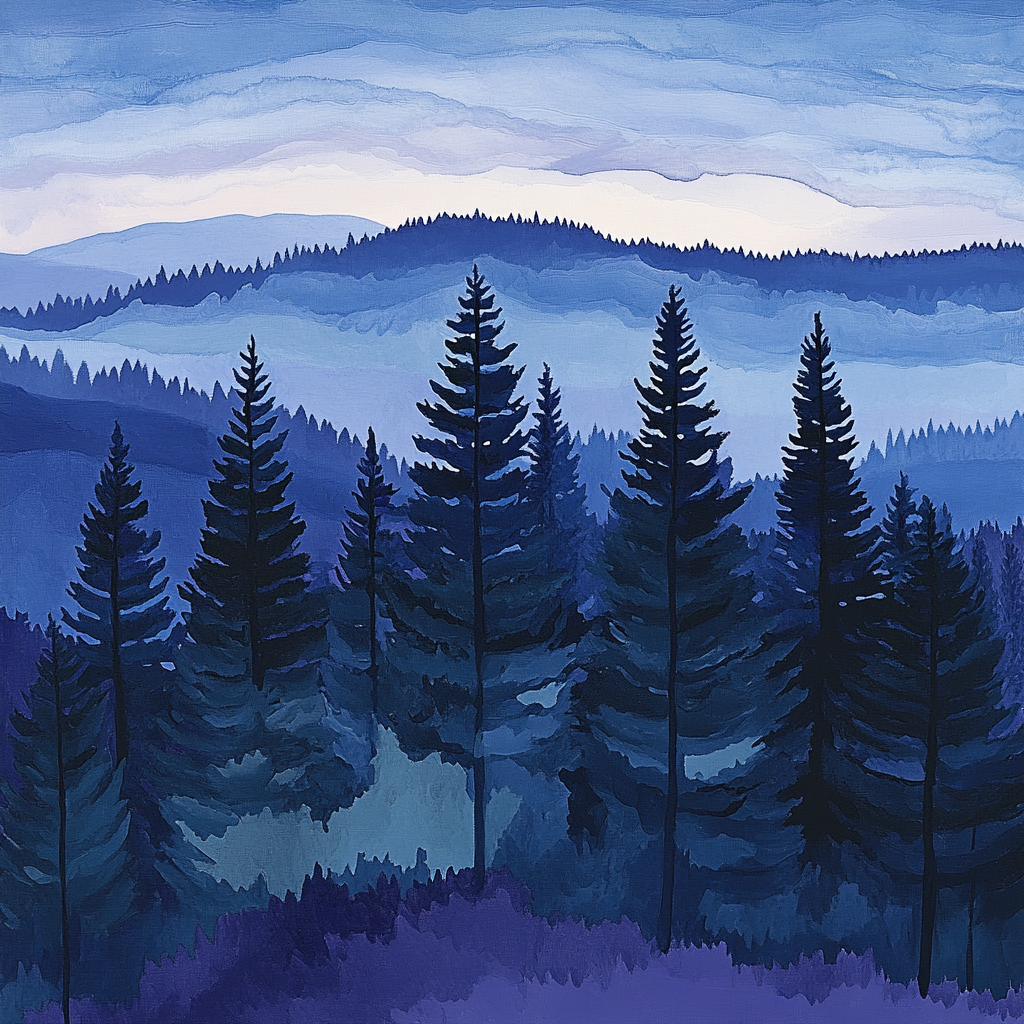 Paul Cézanne Inspired Twilight Pine Ridge Numbered painting kits