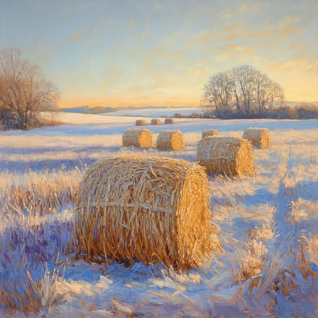 Claude Monet Inspired Haystacks At Frosted Sunrise Number painting