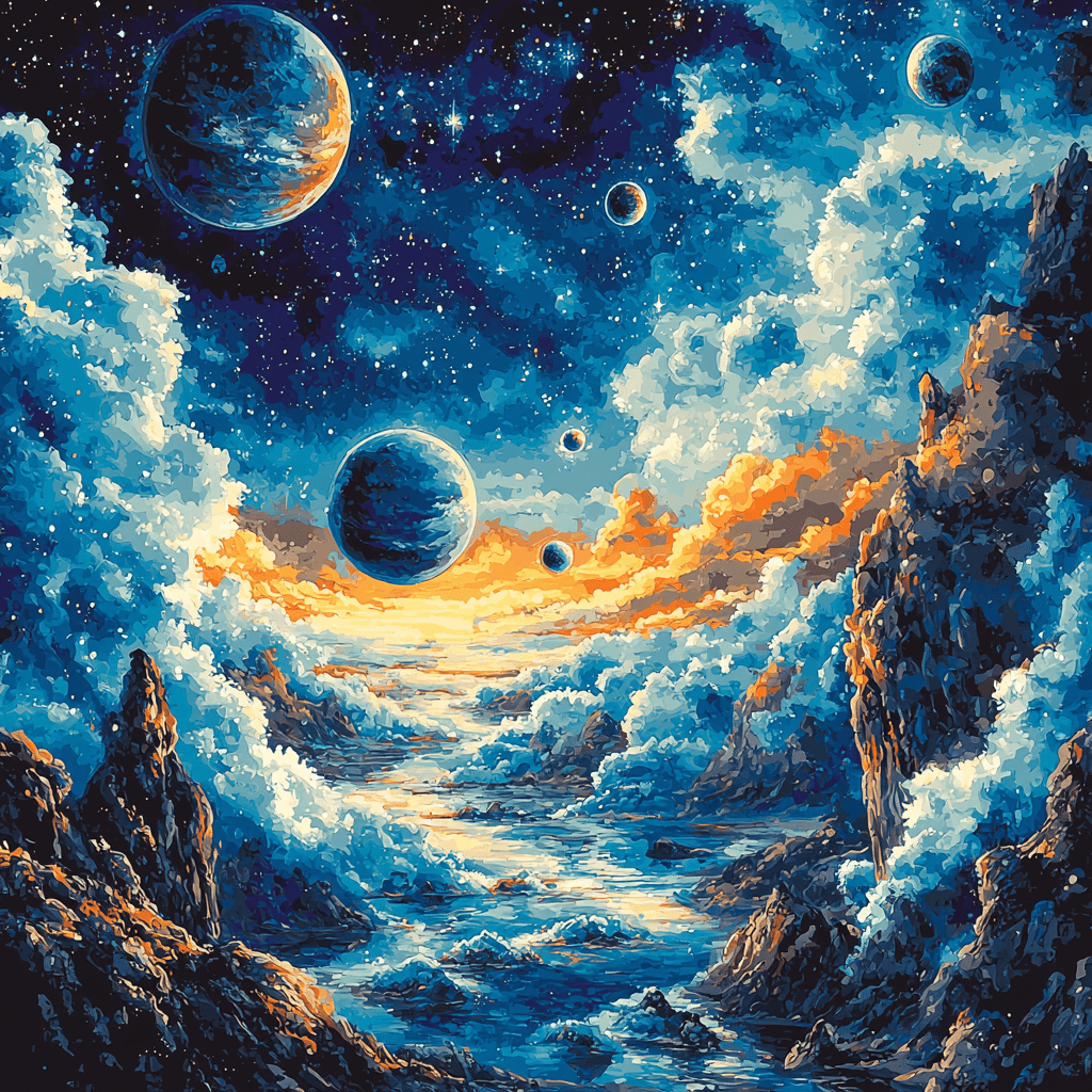 Salvador Dali Inspired Celestial Planetarium Number Painting