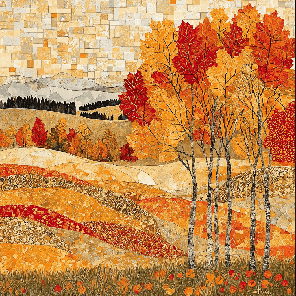 Gustav Klimt Inspired Autumn’s Golden Embrace Painting Number Kit