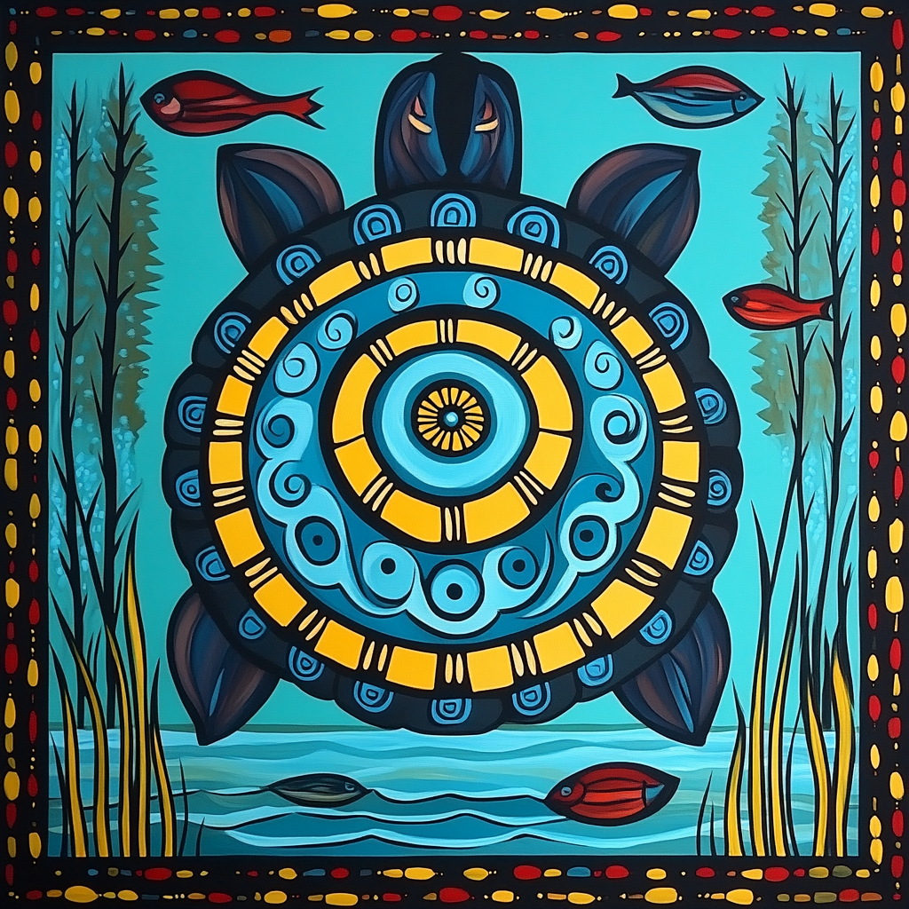 Norval Morrisseau Inspired Great Turtle Of Lake Currents Paint by numbers kits