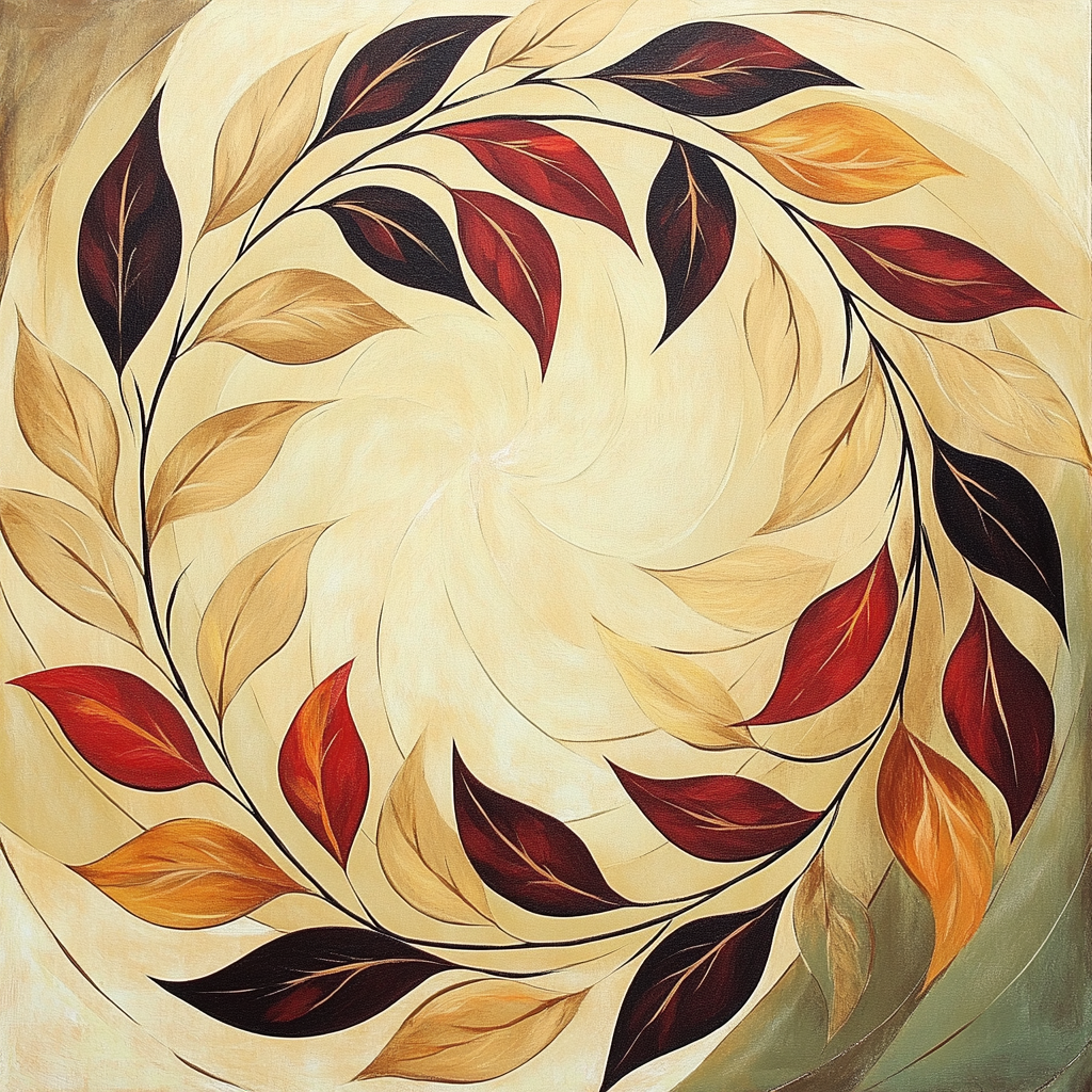 Nandalal Bose Inspired Celestial Dance Of Leaves paint by number