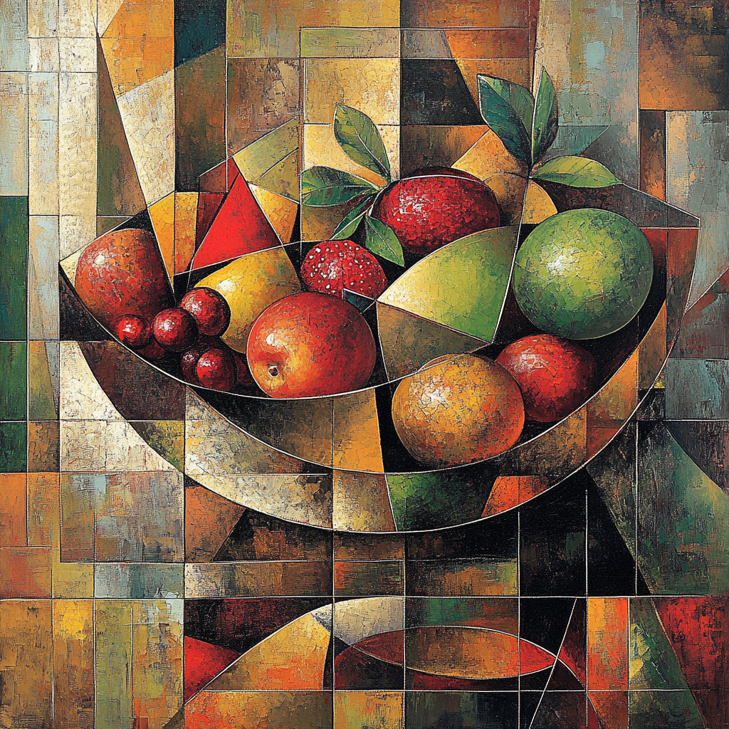 Pablo Picasso Inspired Abstracted Cubist Fruit Bowl Paint by numbers art