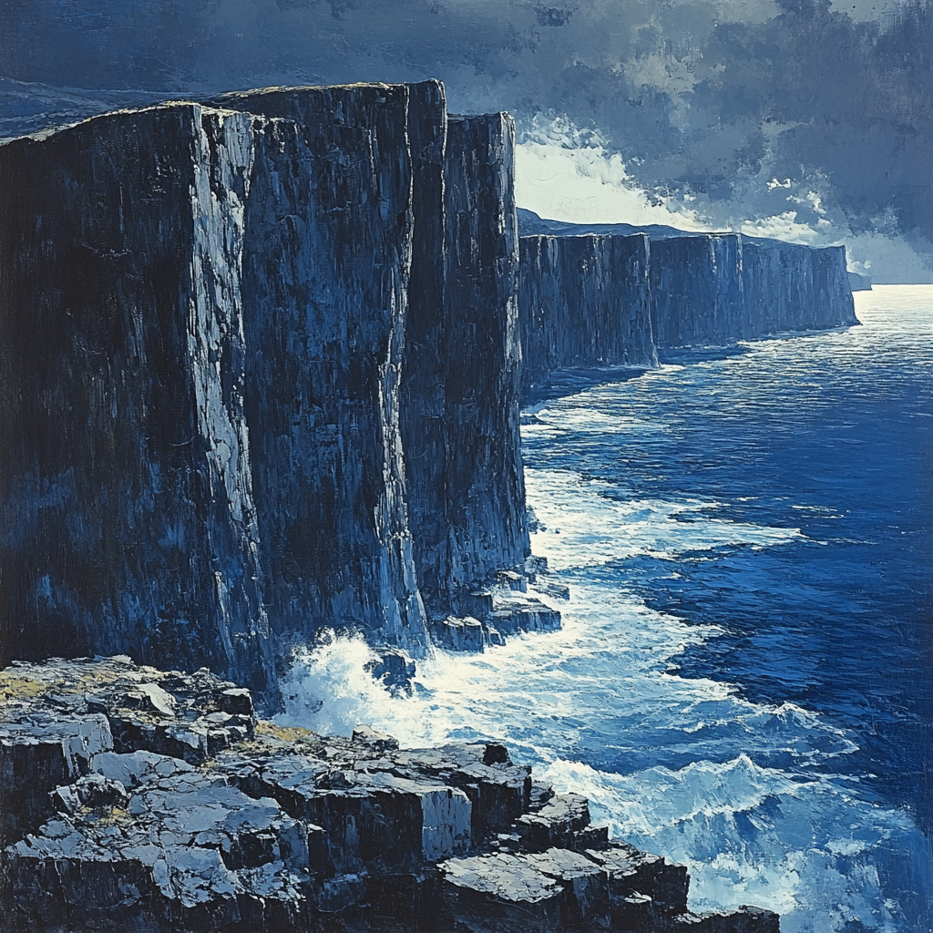 Michelangelo Inspired Stormy Coastline paint by numbers