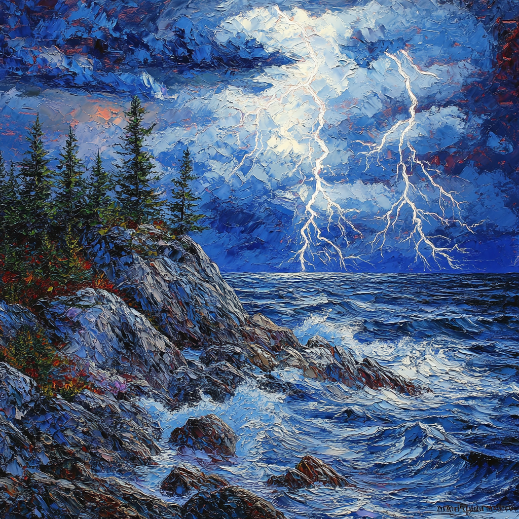 Arthur Lismer Inspired Thunderstorm Over Rocky Shores Paint by numbers kits