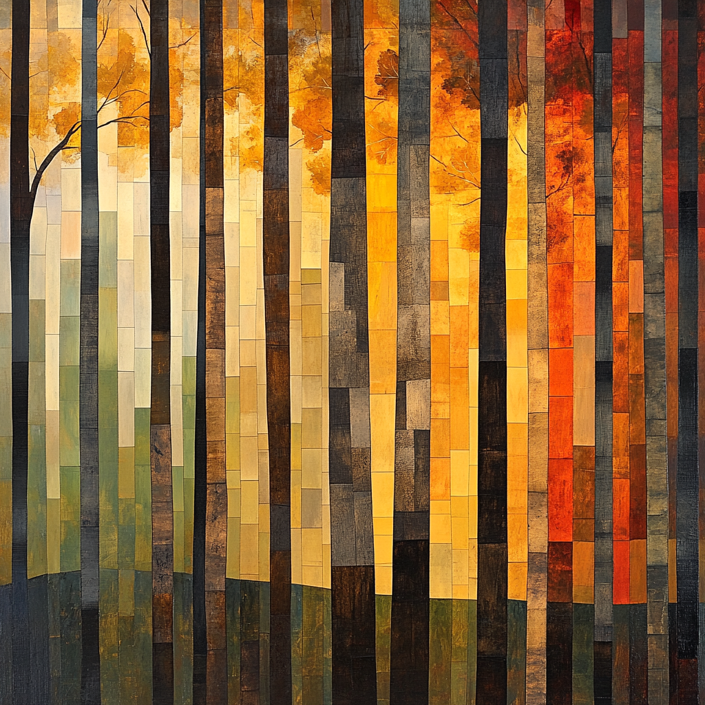 Jean-Paul Riopelle Inspired Autumn Tessellated Forest Paint by numbers art