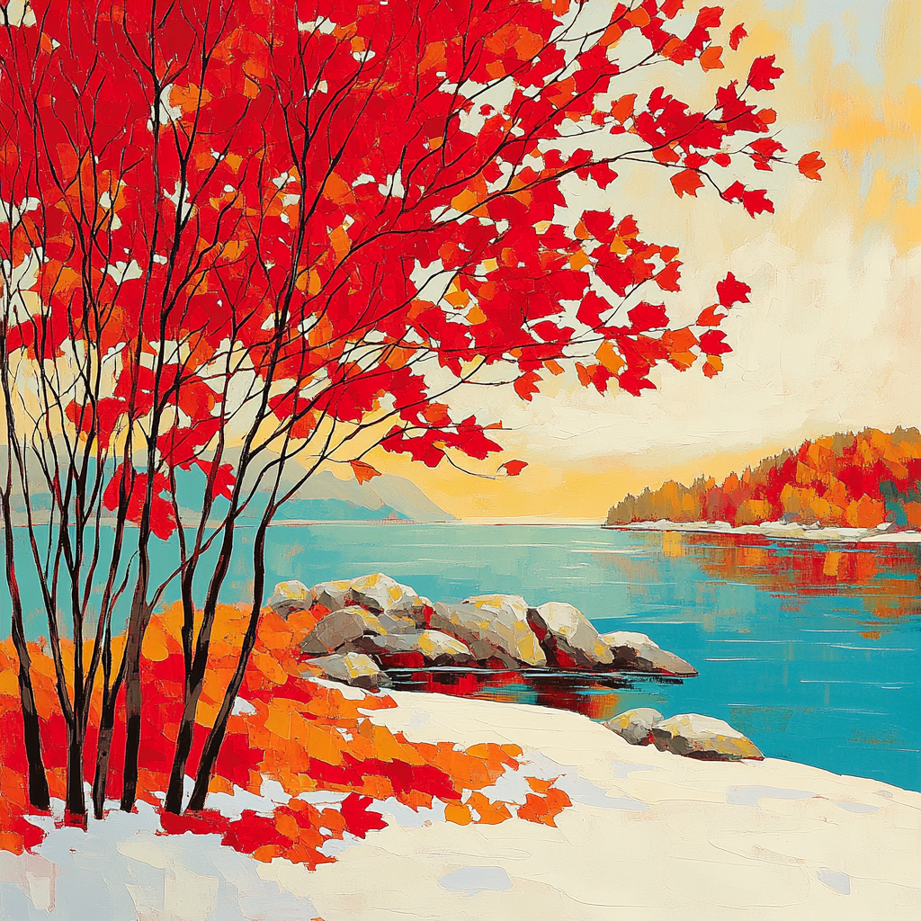 A.Y. Jackson Inspired Autumn Maples By A Northern Lake Painting by numbers kit