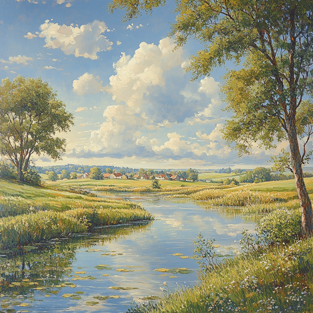 John Constable Inspired River Landscape Paint by numbers art