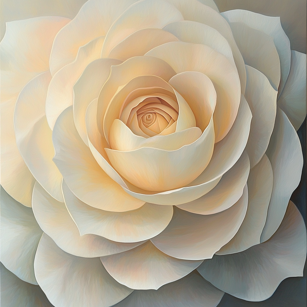 Georgia O’Keeffe Inspired Ivory Rose Heart Close-Up painting number kit